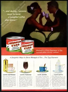 1958 Medaglia D'Oro café espresso 4 bebidas pix & receta anuncio impreso vintage - Imagen 1 de 7