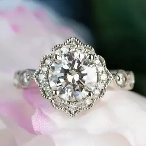 Anello di Fidanzamento 2 Carati Moissanite Antica Ispirato alle Favole in Argento Sterling - Foto 1 di 5