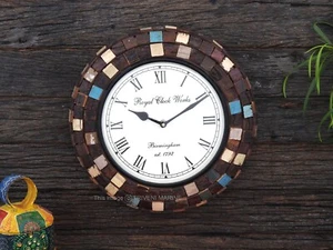 Wooden Hand Crafted Wall Clock Handcrafted Vintage Wall Decor Clock 12 Inch - Picture 1 of 5