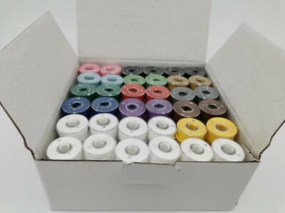 DOUBLELIN 144pcs Multi-color Prewound Bobbins Size A 40S/2 Thread for Sewing & Embroidery