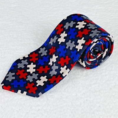 TURNBULL & ASSER 领带拼图丝绸设计师豪华手工制作英格兰 59x3.75 — 第 1/4 张图片