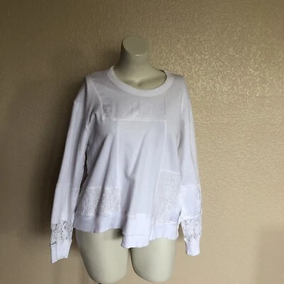 Sudadera Suéter Asimétrica Pull-Over de Encaje WILT Blanca Talla M Nueva I051  Foto 1 de 4