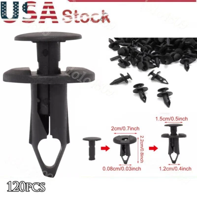 Auto Body Fender Clips 120PCS 8mm Push Fasteners for Nissan Bumper & Trim Panel - Изображение 1 из 4