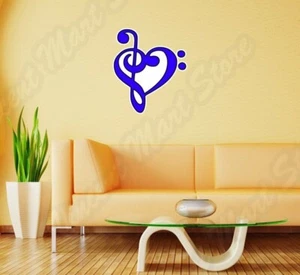 Music Note Heart Piano Guitar Wall Sticker Room Interior Decor 22"X22" - Picture 1 of 1