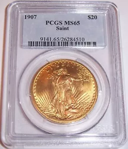 1907 $20 Philadelphia GEM St Gaudens Double Eagle PCGS MS65!!! - Picture 1 of 17