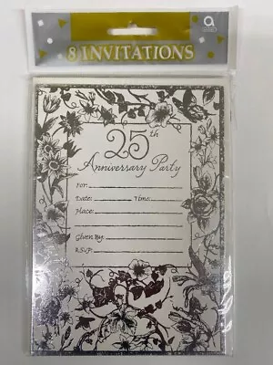 Paquete de 8 invitaciones 25 aniversario con sobres. Foto 1 de 2