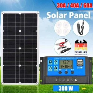300W Solar Set 12 V Solaranlage Kit Inselanlage Wohnmobil Solarmodul Laderegler - Bild 1 von 20