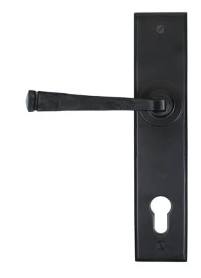 Smooth Black Avon Design Espagnolette Lever Lock Door Handle Set - Image 1 of 3