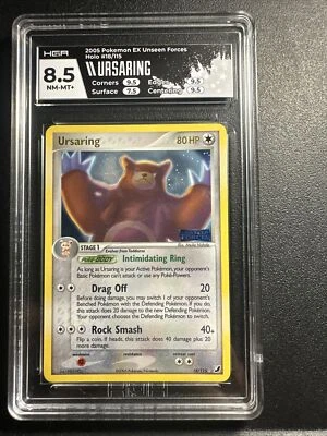 2005 Pokémon EX Unseen Forces Ursaring Reverse Holographic HGA 8.5 NM-MT 18 /115 - Image 1 of 4
