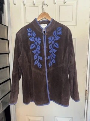 Linea by Louis Dell'Olio Plus Size 1X 100% Leather Suede Finish Jacket Brown - Image 1 of 4