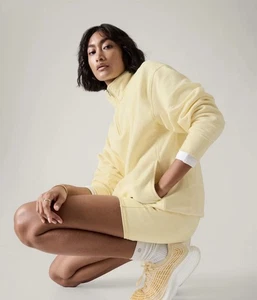 Athleta Size Small Forever Fleece 1/4 Zip Sweatshirt Yellow NWT! #891664 $99 - Picture 1 of 11