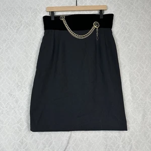 Falda Lápiz Bob Mackie Años 80 De Colección 16 Negro Terciopelo Dorado Cadena Mobwife Dinero Antiguo Años 90 - Imagen 1 de 14
