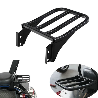 Portaequipajes con respaldo Sissy Bar negro para Harley Dyna Softail Sportster XL883 Foto 1 de 4