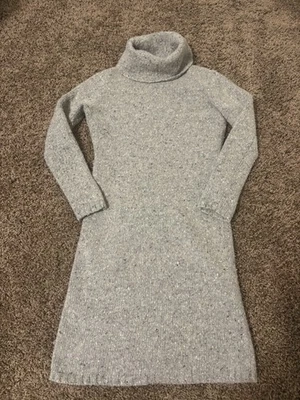 Vestido Suéter Lauren Ralph Lauren Talla S Lana Alpaca Gris Moteado Cuello Alto  Foto 1 de 4