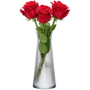 KONZEPT Glasvase 25cm Hoch, Blumenvase modern, Vase rillen, klein - Bild 1 von 14