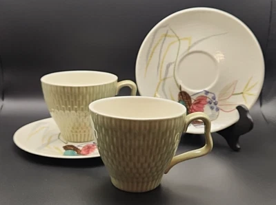 Vintage MCM - RED WING POTTERY "Capistrano" Pair of TWO Cups & TWO Saucers - Image 1 of 4