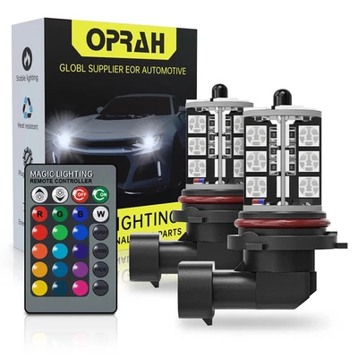 2PCS Car Fog Light Bulb H1 H3 H7 H11 880 881 9005 LED 5050 With Remote Control - Image 1 of 4