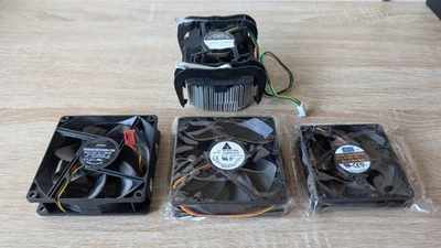 LOT of 3 PC Case Fans 4 Pin + 3pin and 1 Motherboard Fan plus Heatsink - Image 1 of 4