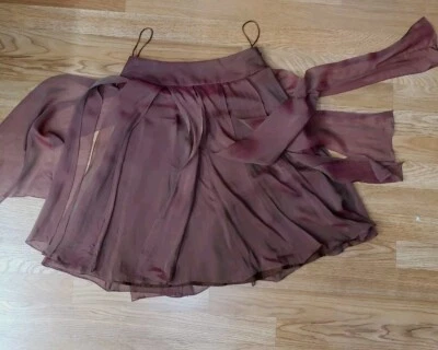 Falda para mujer Carmen Marc Valvo Collection metálica marrón talla 2 superpuesta NUEVA #CB3 Foto 1 de 4