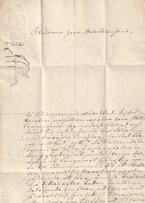 SUECIA: Documento de ingresos 4 öre como carta 1767, escaso. Foto 1 de 3