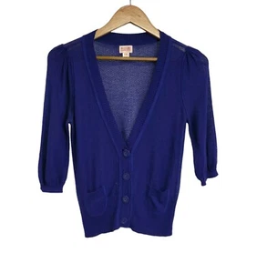 Vintage Y2K Mossimo Supply Blue 3/4 Sleeve Lightweight Cardigan Sweater Medium - Picture 1 of 6