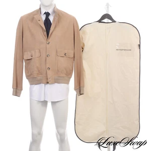 Bomber Danny scamosciato pelle di agnello beige sabbia Paul Stuart Italia nuovo con etichette $1895 54 A1P - Foto 1 di 9