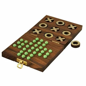 Wooden Tic Tac Toe and Solitaire Board Game for Kids and Adults CA - Picture 1 of 4