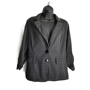 Stooshy Gray Blazer with Black Stripes 3/4 Sleeve Size Large Dark Academia - Picture 1 of 8