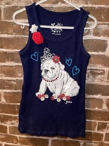 JUSTICIA TRUE SPIRIT CAMISETA SIN MANGAS PERRO AZUL MARINO NIÑAS 7 CORAZÓN ROJO 4 DE JULIO BULLDOG - Imagen 1 de 3