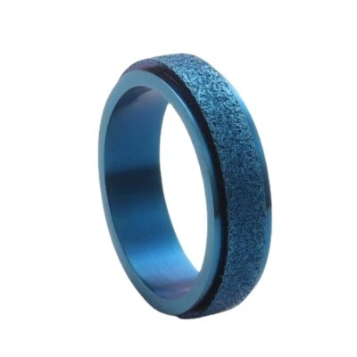 6MM Frosted Surface Wedding Spinner Ring Stainless Steel Promise Ring Size 5-12 - Image 1 of 2