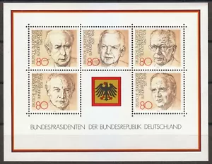 Germany 1982 MNH Mi Block 18 Sc 1384 Presidents of Germany ** - Picture 1 of 2