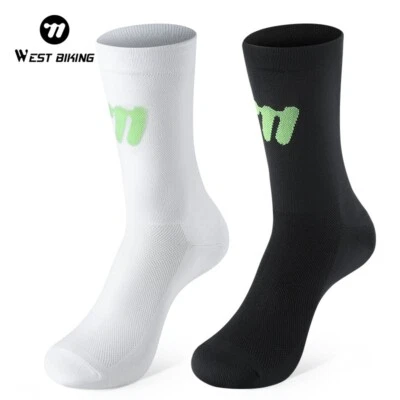 WEST BIKING Sports Cycling Socks Breathable Football Running Luminous Socks - Image 1 of 4