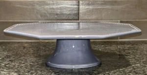 Pottery Barn Emma Blue Octagonal Serving Pedestal 12” Portugal - Picture 1 of 8