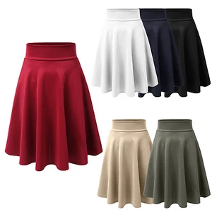 NE PEOPLE Women's Basic High Waist Stretch Knee High Flare Skater Skirt NEWSK21 - Picture 1 of 61
