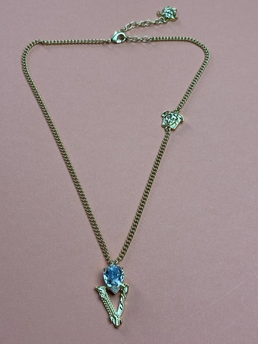 Collana con ciondolo italiano Versace catena bordo oro V cristallo ciondolo