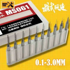 10PCS 0.1mm-3.0mm Tungsten Steel Tiny Drill Bits for Model Hobby Craft Tools - Picture 1 of 9