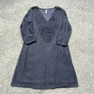 Xhilaration Dress Womens Size XS Navy Blue Lace 3/4 Sleeve V-Neck Cottagecore - Picture 1 of 10
