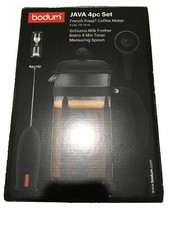 BODUM 8 CUP FRENCH PRESS 4pc JAVA SET w MILK FROTHER,TIMER & SPOON- Ship Inc NEW