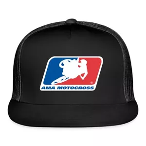 AMA Motorcross Logo Black Trucker Hat Cap Adult Size - Picture 1 of 4