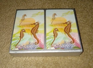 Vintage Florida Souvenir Canasta Playing Cards Seahorse Jellyfish Art Unopened - Picture 1 of 5