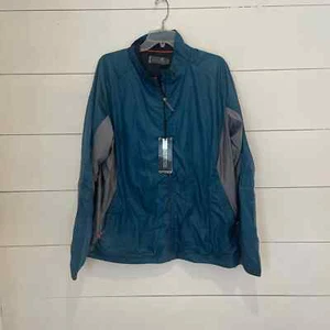 Mizuno Turquoise & Gray Windbreaker NWT Jacket sz Large FLAW - Picture 1 of 7