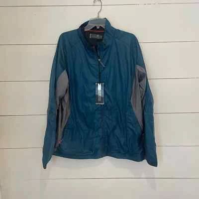 Mizuno Turquoise & Gray Windbreaker NWT Jacket sz Large FLAW - Image 1 of 4