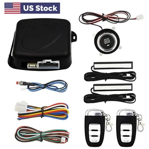 Car Keyless Entry Engine Start Alarm System Kit Push Button Remote Start US J4Q2 - Picture 1 of 12