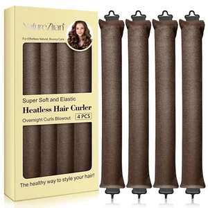 4 pcs Heatless Hair Curler, Overnight Heatless Curls Blowout Rods New in Box - Picture 1 of 9