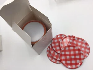 Mason Replacement Jar Lids - Red Gingham - 8.7cm/3.4” - Picture 1 of 3
