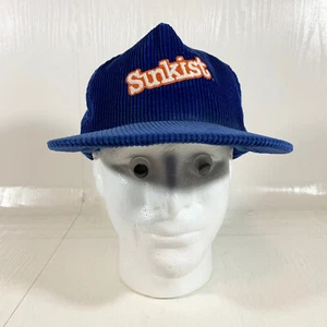 Vintage Corduroy Sunkist Soda Blue Snapback Baseball Cap Hat Logos Unlimited - Picture 1 of 5