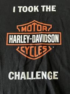 Neu ohne Etikett Harley-Davidson Damen Unisex M schwarz T-Shirt I Took the Harley Challenge - Bild 1 von 4