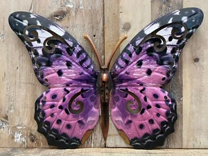 Butterfly Purple Metal Garden Wall Decor 14" x 10.5" - Picture 1 of 3