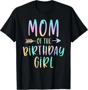 Mom of the Birthday Girl Tie Dye Colorful Bday Gift Unisex T-Shirt - Picture 1 of 4