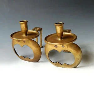 raro par de candelabros de latón de diseño tipo calabaza artesanías - Imagen 1 de 5